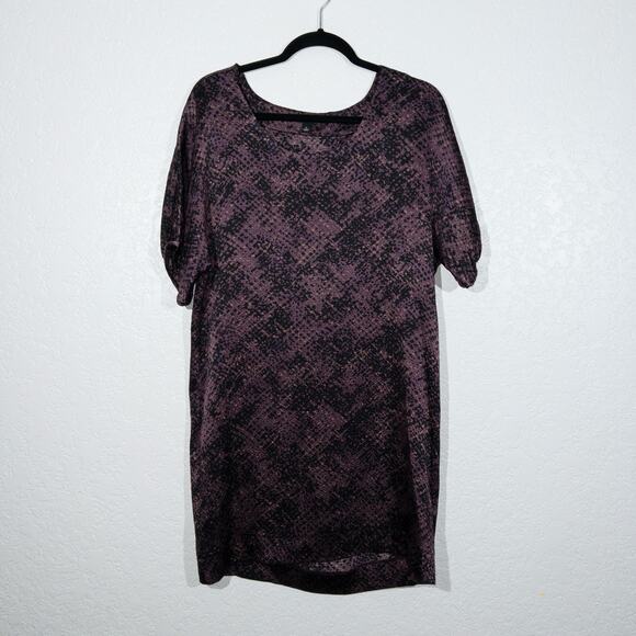 Ann Taylor Purple Snakeskin Crinkle 100% Silk Shift Dress Size Small - Picture 1 of 5